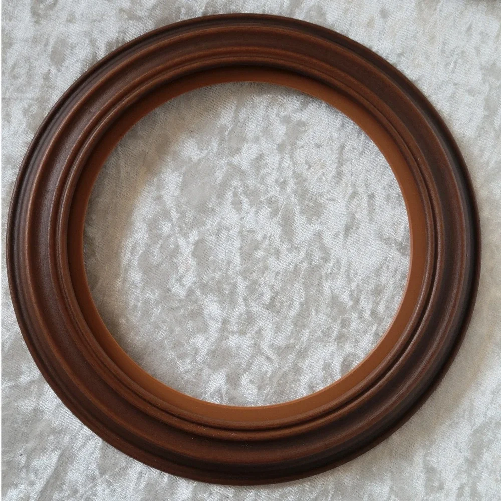 6 Van Hygan & Smythe Round faux wood Plastic Picture Plate Frames 11